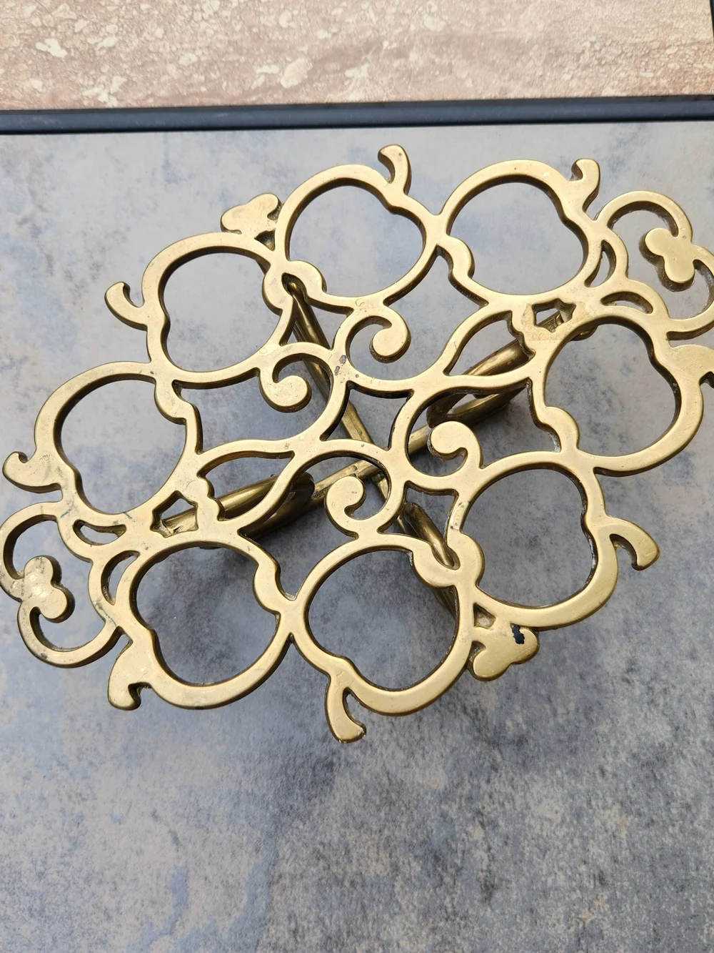 Solid Brass Warming Trivet In Apple Design